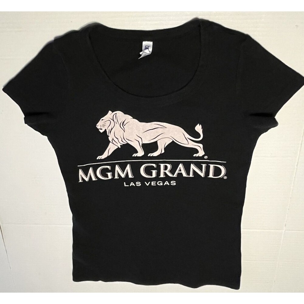 Vintage Style MGM Grand Las Vegas T-Shirt Womens Small Black Lion Graphic Tee